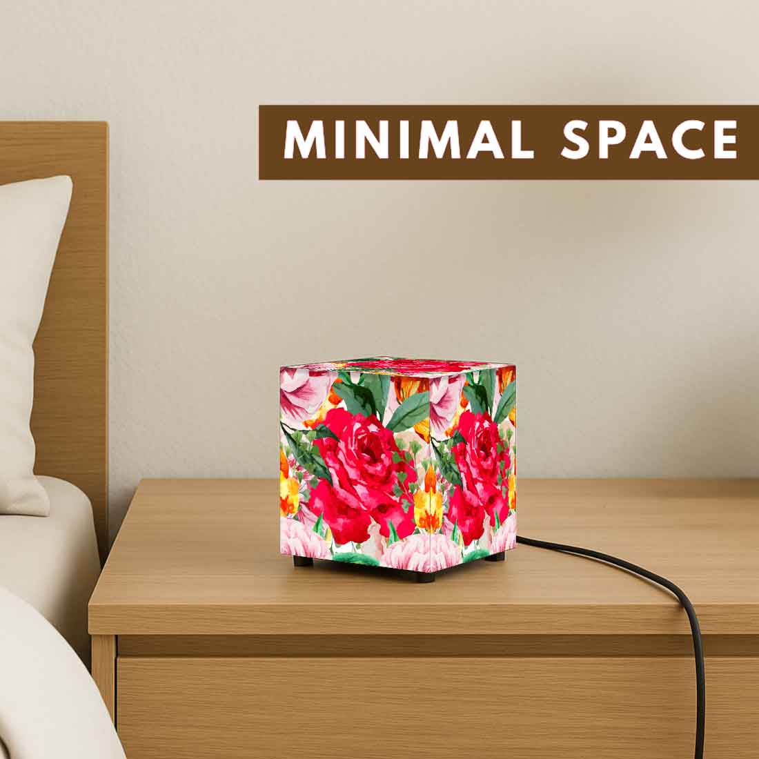 Nutcase Cube Lamp for Bedroom – Mini LED Lamps for Home - Floral - Image 5