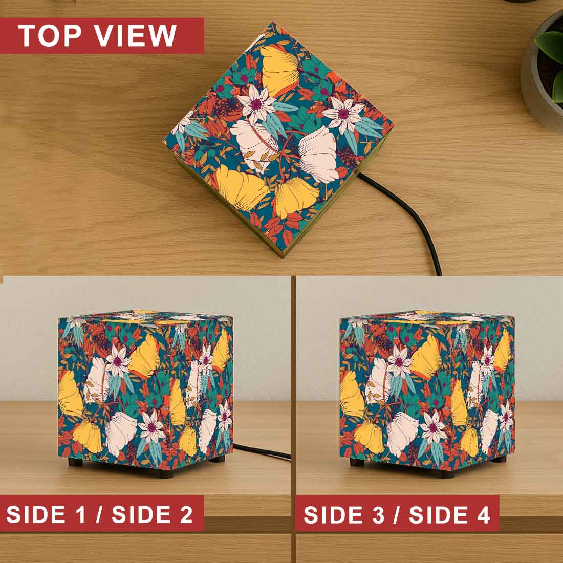 Nutcase Cube Lamp for Bedroom – Mini LED Lamps for Home - Floral - Image 8
