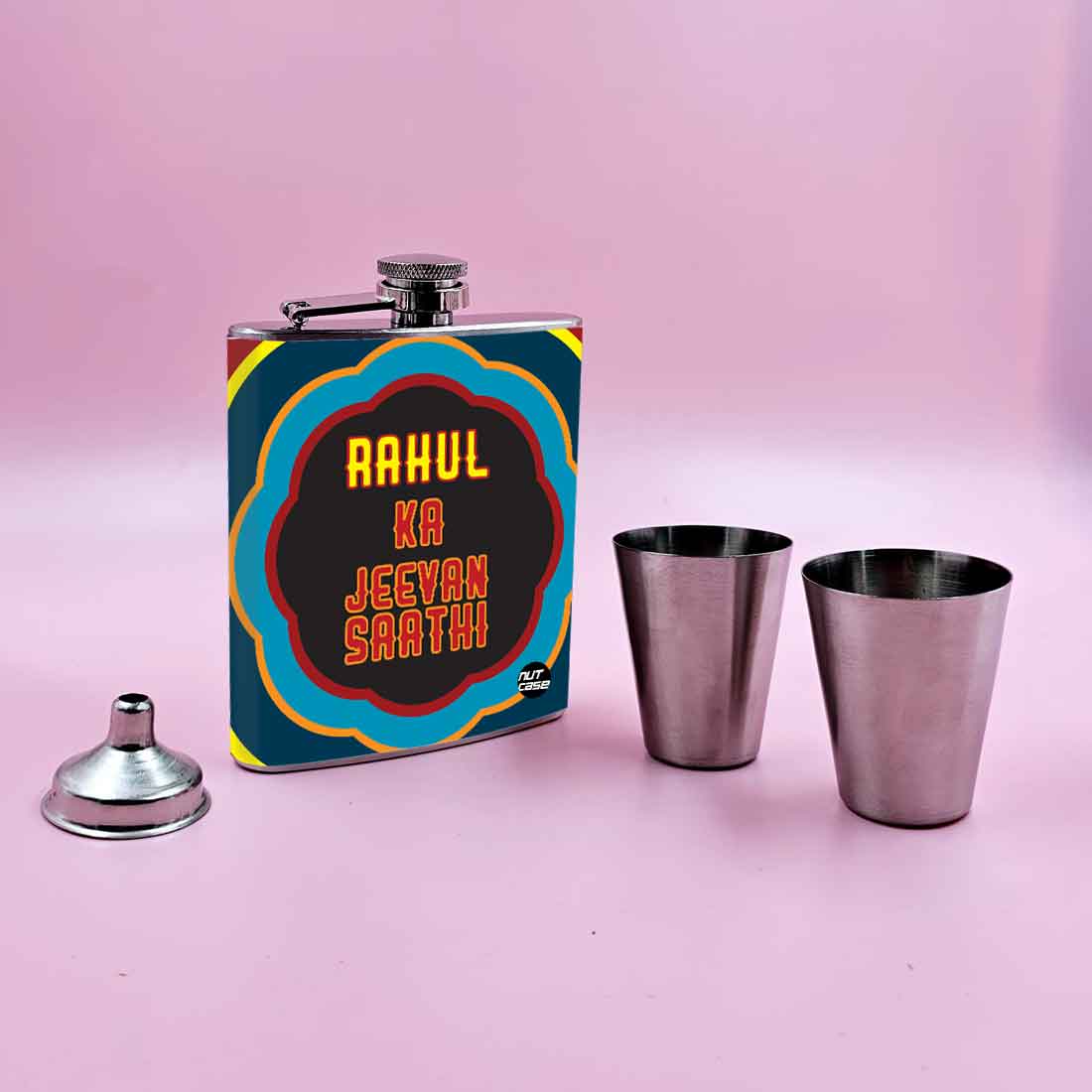 Nutcase Custom Alcohol Flask with 2 Shot Glasses - Premium Hip Flask Gifts Set - Image 2