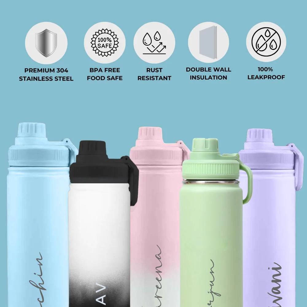 Nutcase Custom Bottle 800ml / 1000ml Double Insulated Water Bottle with Name - Keeps Water Hot/Cold for Hours - Image 16