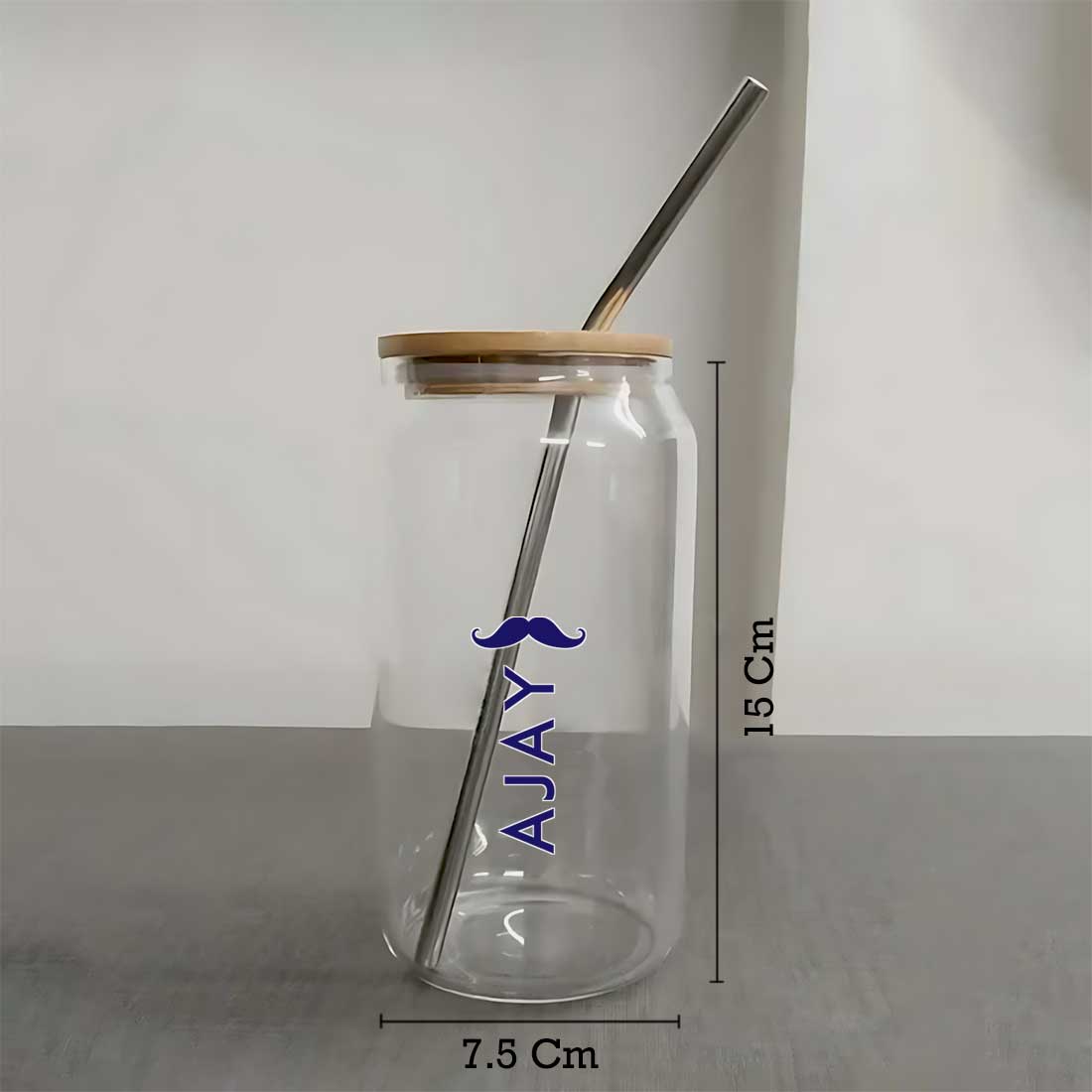 Nutcase Custom Can Shaped Glass with Straw and Wooden Lid - Image 4