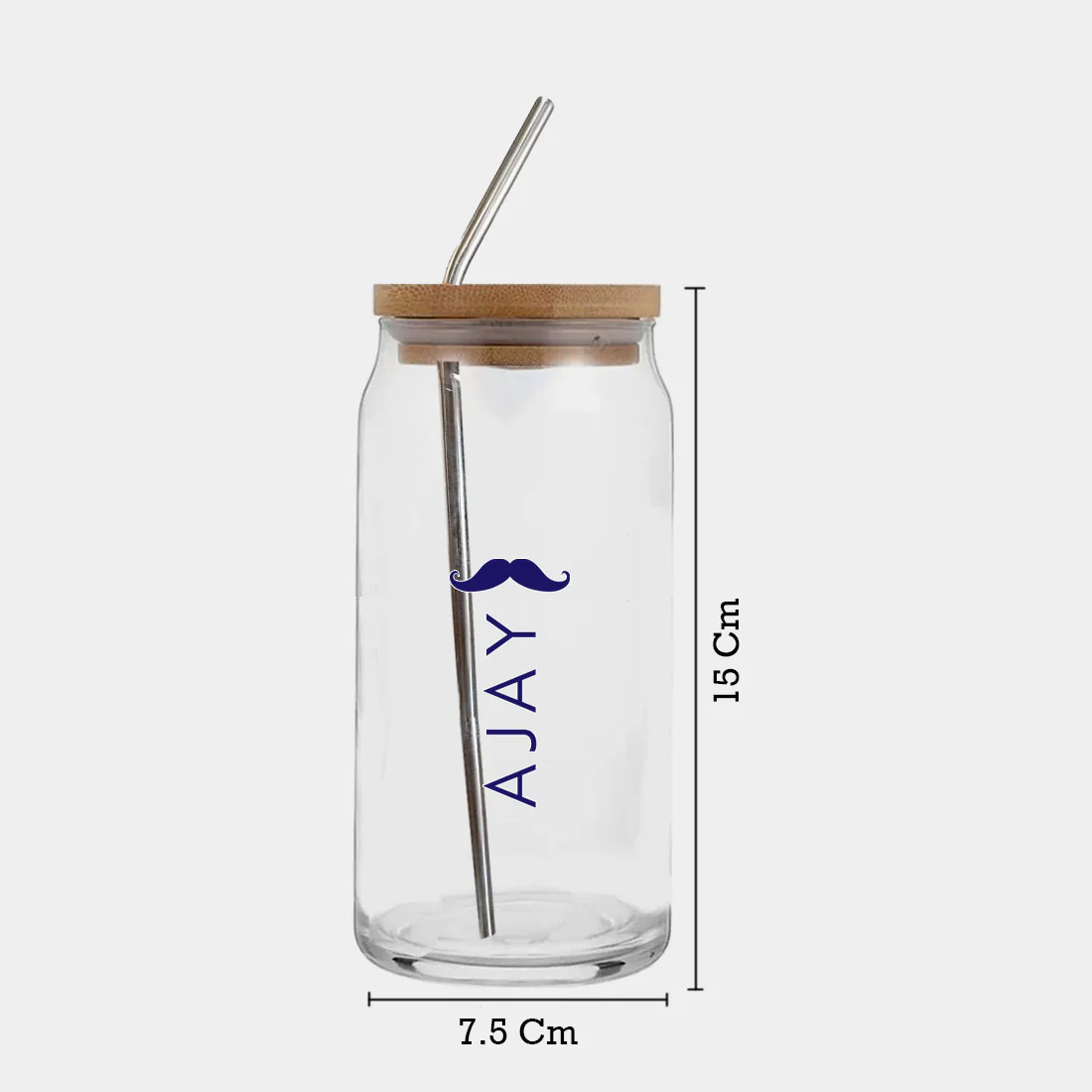 Nutcase Custom Can Shaped Glass with Straw and Wooden Lid - Image 6