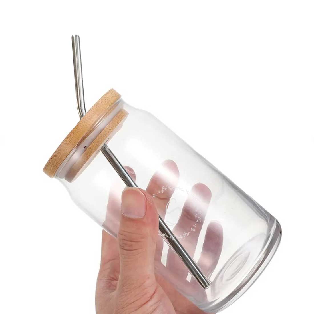 Nutcase Custom Glass Sipper Bottle Straw and Bamboo Wooden Lid - Image 7