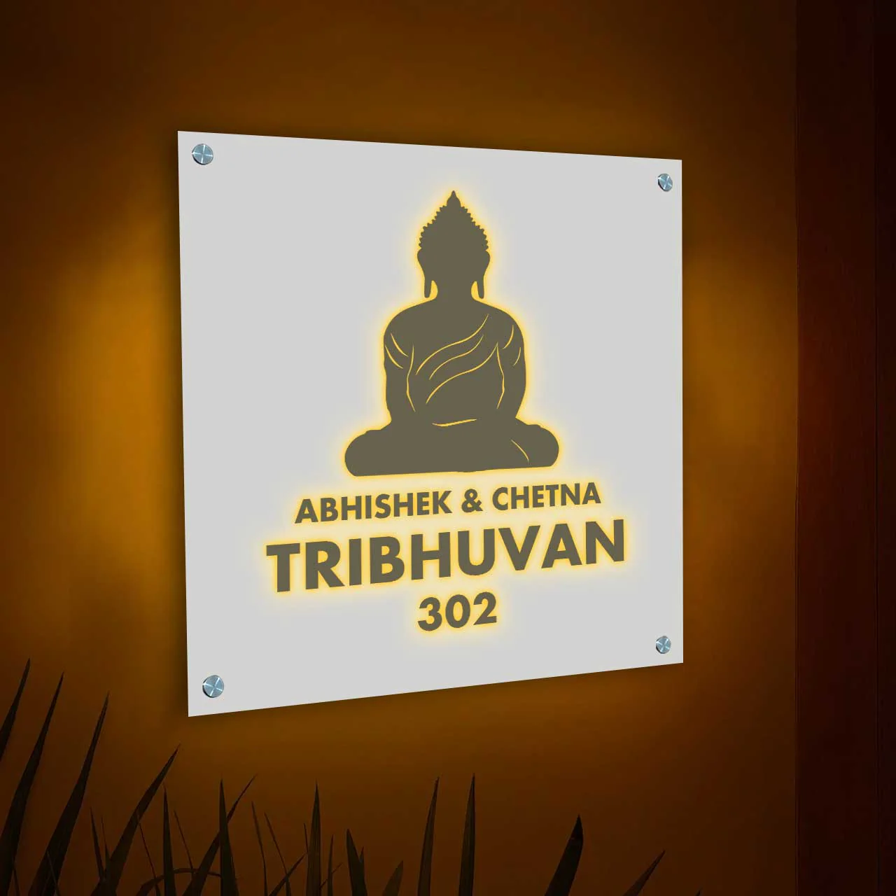 Nutcase Custom LED Name Plate-Buddha Name Plate with Light - Image 2