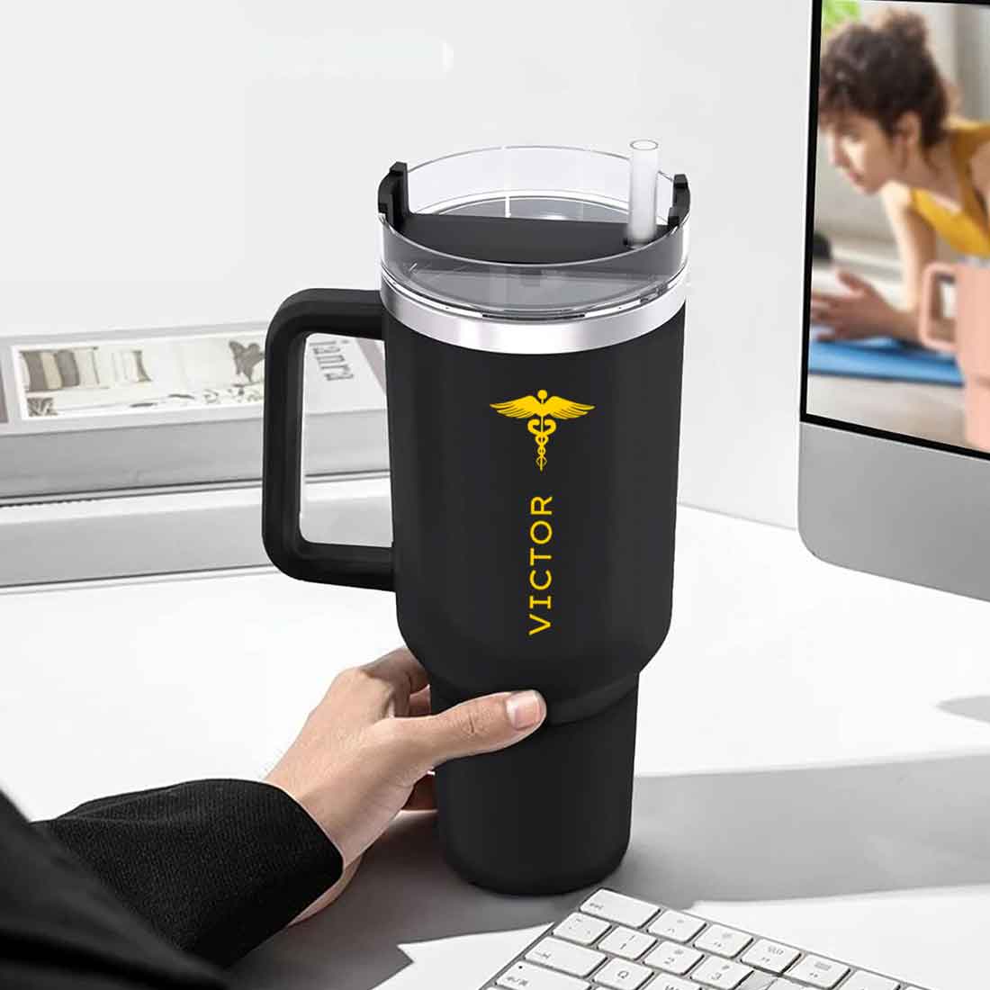 Nutcase Custom Travel Coffee Mug for Doctor-1200ml Tumbler with Straw - Image 2