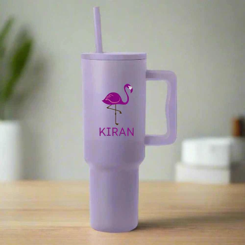 Nutcase Custom Tumbler with Straw and Lid - Large Travel Cups 1200ml - Flamingo - Image 3