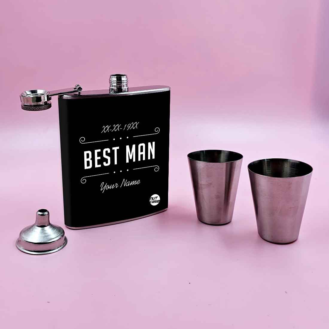 Nutcase Customized Alcohol Flask with 2 Shot Glasses - Premium Whiskey Flask Gifts Set - Image 2