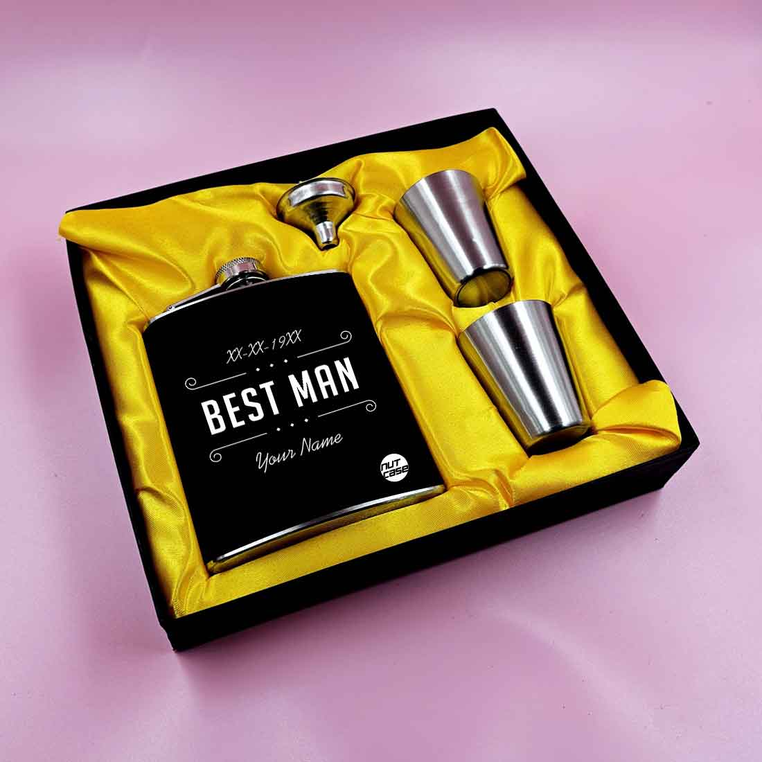 Nutcase Customized Alcohol Flask with 2 Shot Glasses - Premium Whiskey Flask Gifts Set - Image 3