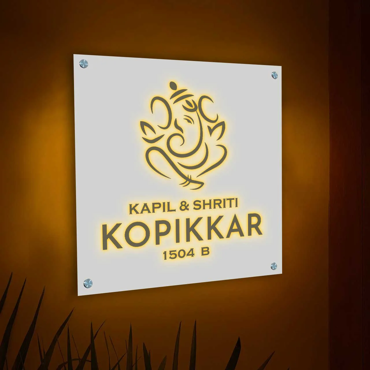 Nutcase Customized LED Name Plates-Lord Ganesha Name Plate with Light
