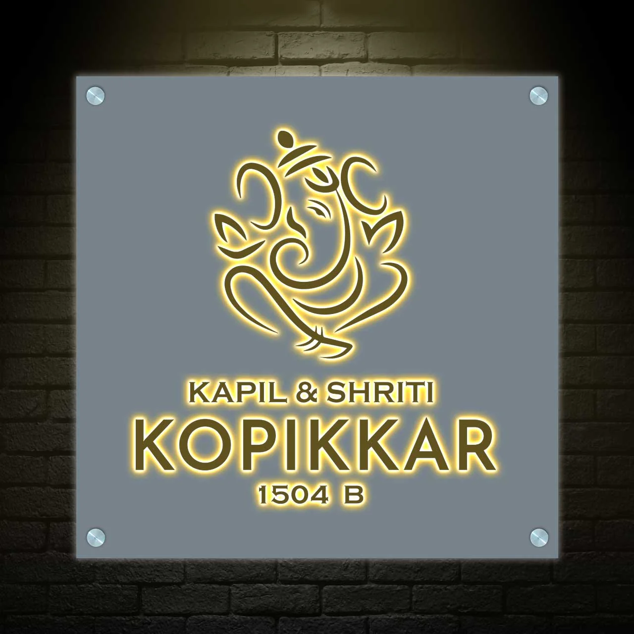 Nutcase Customized LED Name Plates-Lord Ganesha Name Plate with Light - Image 2