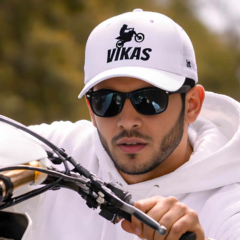 Nutcase Customized Name Cap - White Cap with Name for Bikers - Image 7