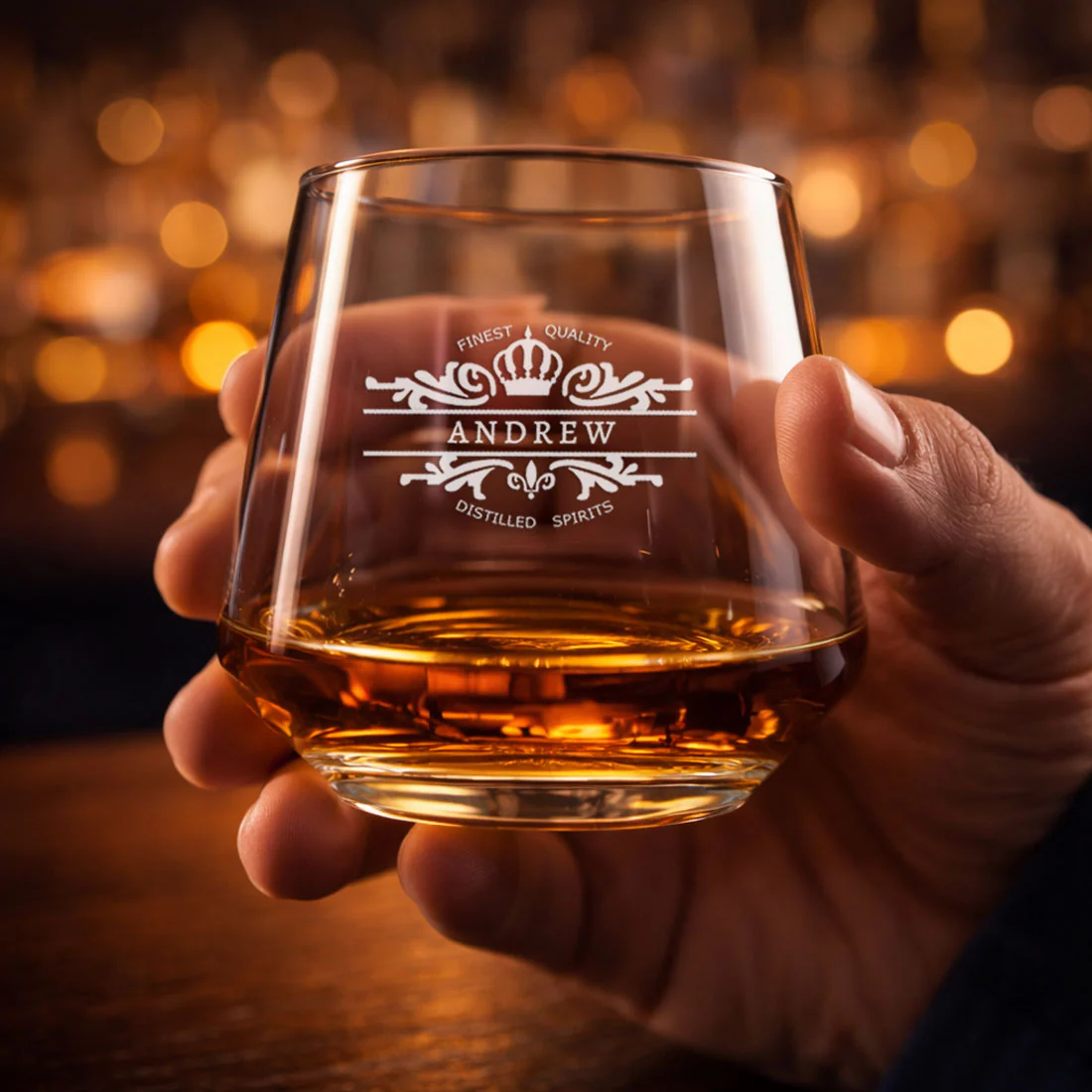 Customized Scotch Whiskey Drinking Glasses - Engraved Modern Whiskey Glass & Luxury Gift for Men - Image 4