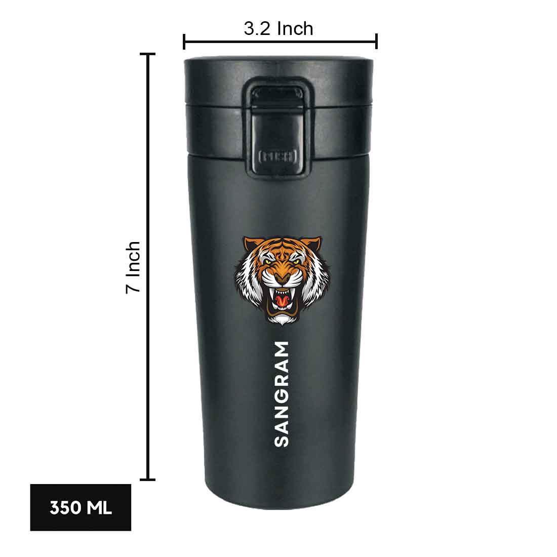 Nutcase Customized Stainless Steel Travel Mug 380ml BPA Free Insulated Coffee Tumbler- Tiger - Image 3