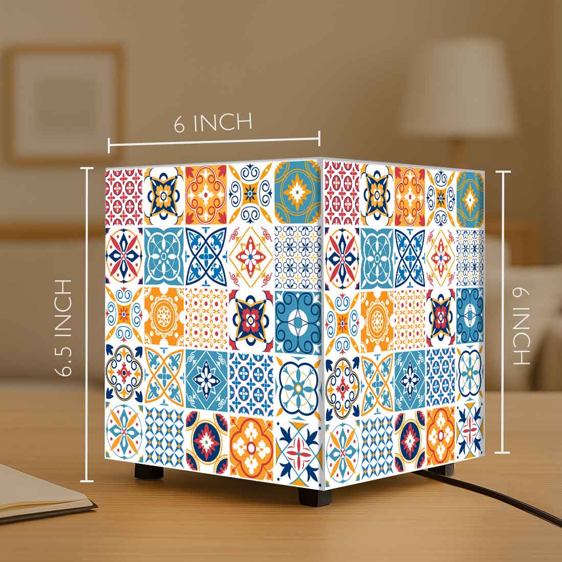 Nutcase Designer Cube Lamp for Home Decor – Moroccan Tile Pattern - Image 2