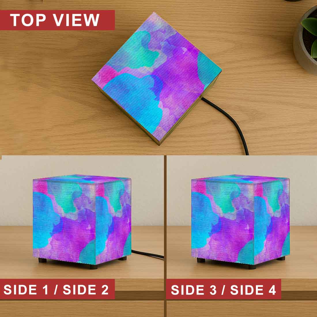 Nutcase Designer Table Lamps for Bedroom – Mini LED Cube Lamp for Home - Water Color - Image 3