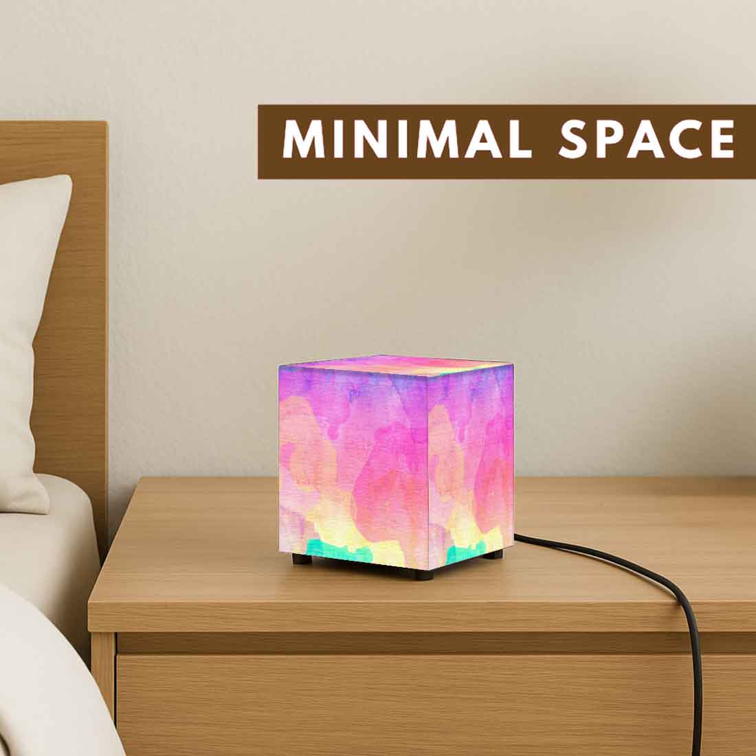 Nutcase Designer Table Lamps for Bedroom – Mini LED Cube Lamp for Home - Water Color - Image 4