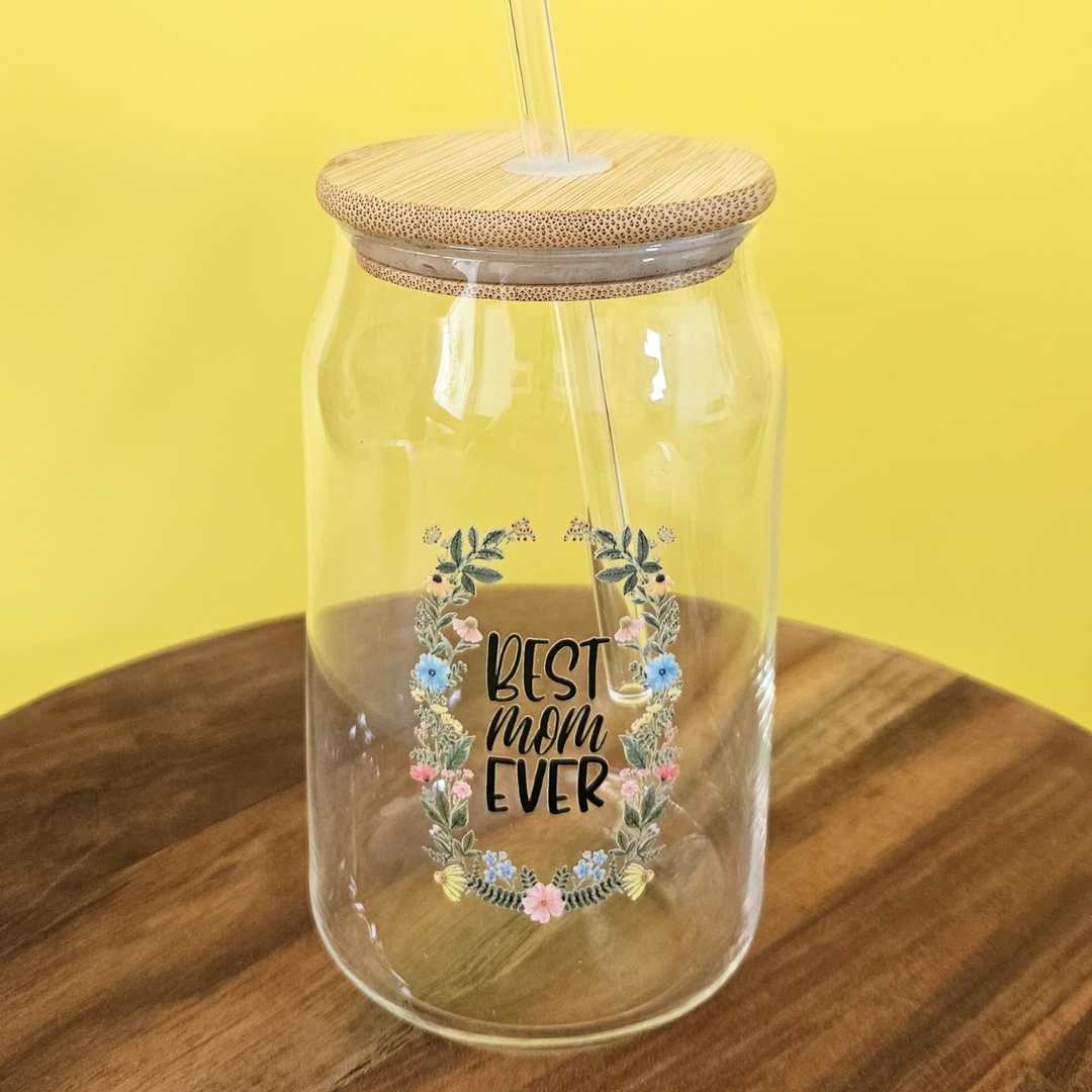 Nutcase Glass Jar with Straw - Can Glass for Mothers 500ml - Image 2