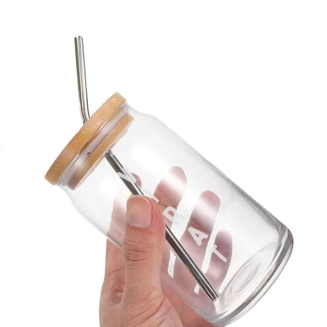 Nutcase Juice Glass with Straw and Bamboo Lid - Custom Can Shaped Glasses - Image 4