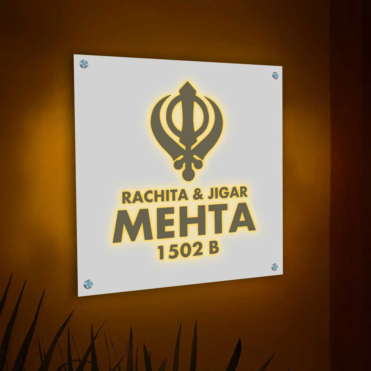Nutcase LED Name Plate Design with Khanda-Sikhism LED Name Plate - Image 2