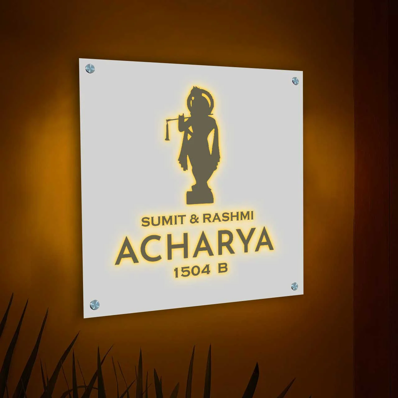 Nutcase LED Name Plate for Home-Lord Krishna Name Plate with Light - Image 2