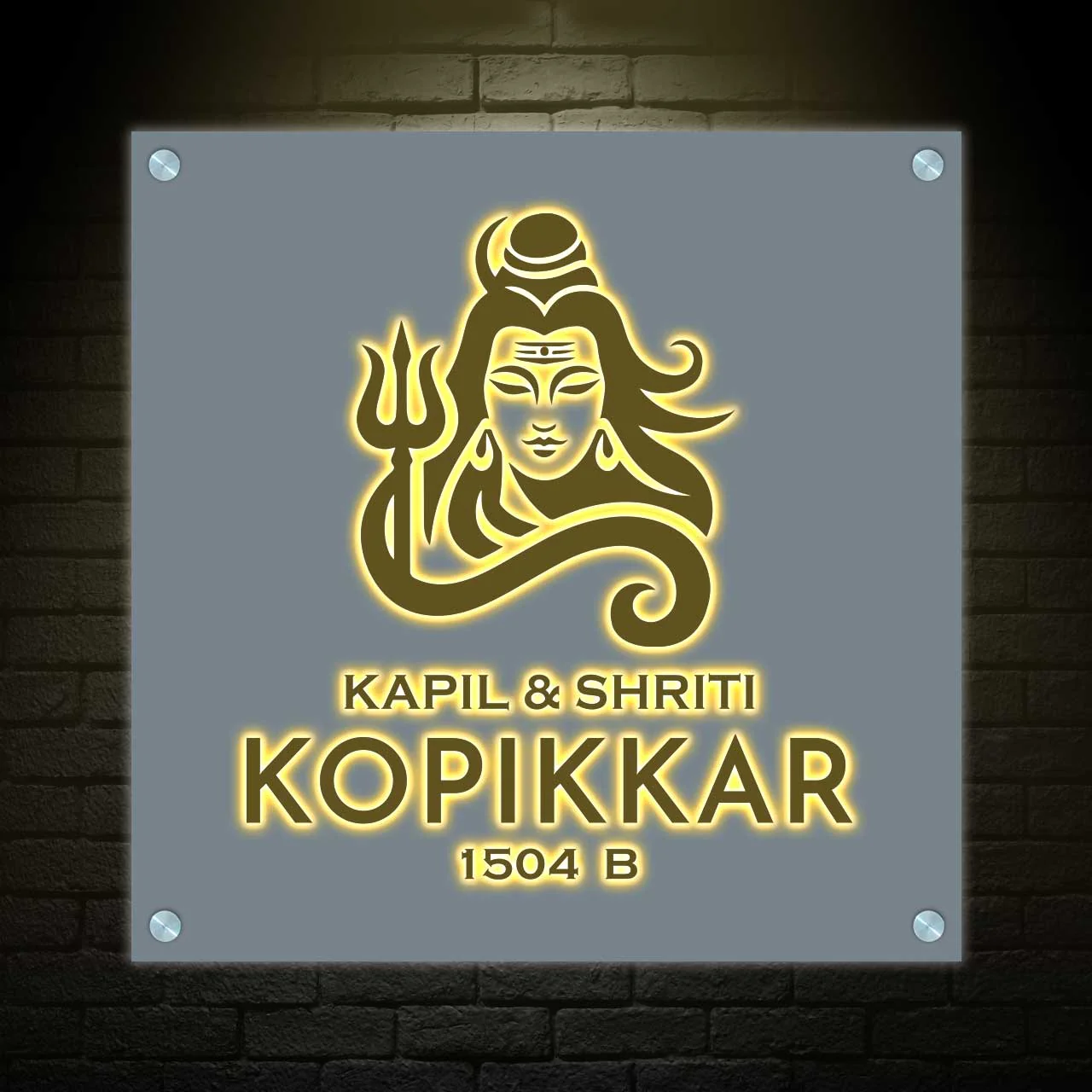 Nutcase LED Name Plate for Home-Lord Shiva Name Plate with Light
