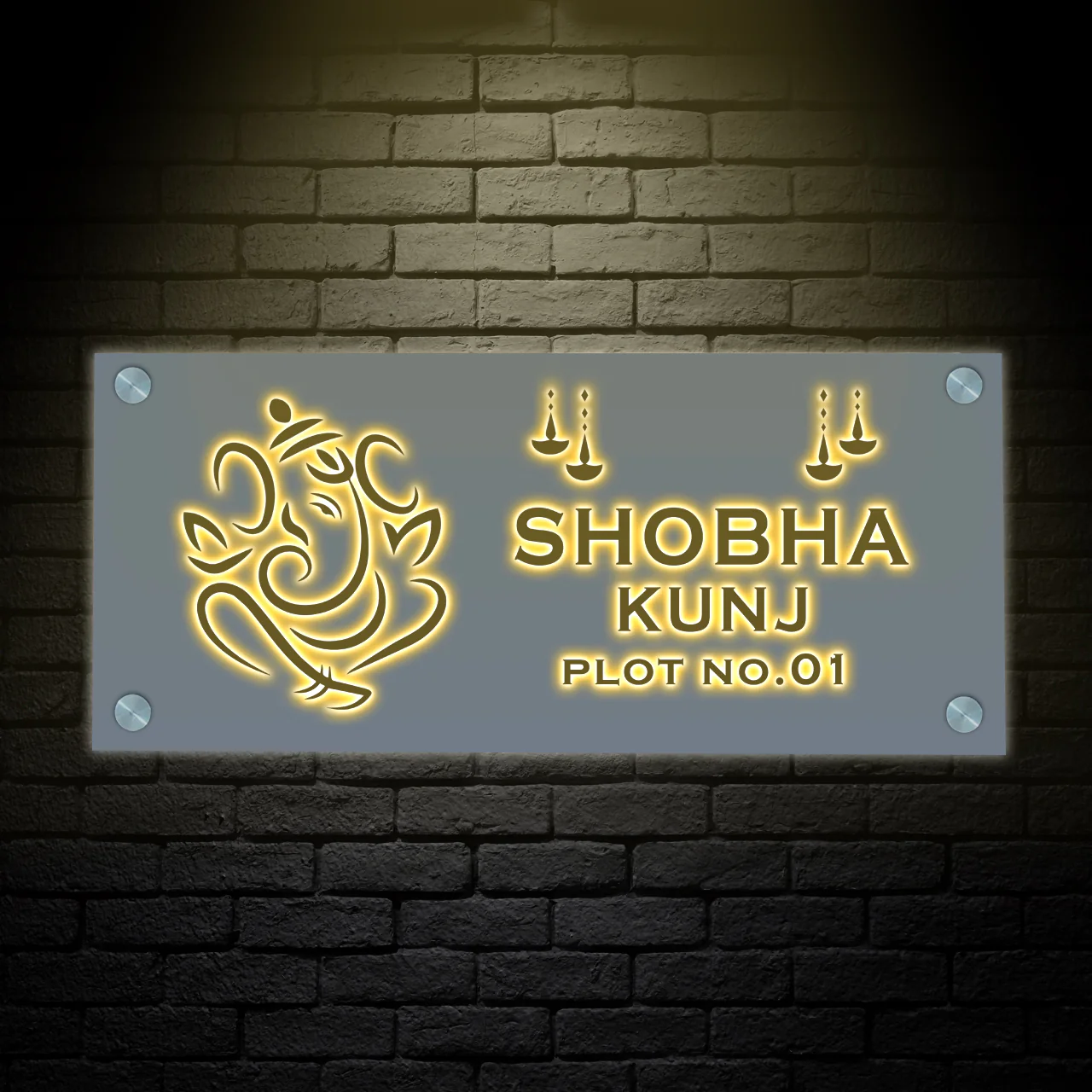 Nutcase LED Name Plate-Lord Ganesha Name Plate with Light