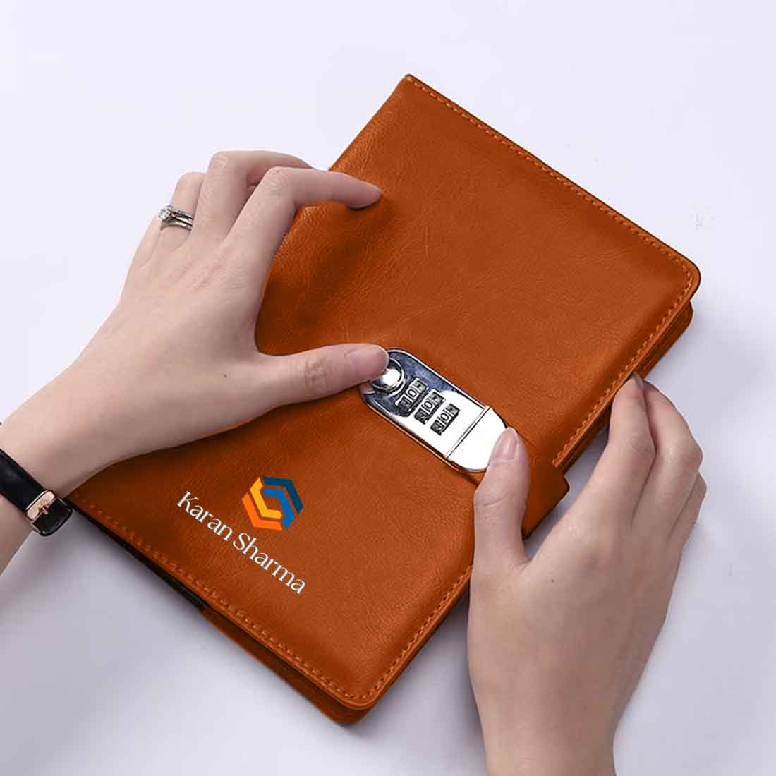 Nutcase Lock Personal Diary with Logo and Name-Combination Lock Faux Leather Diary