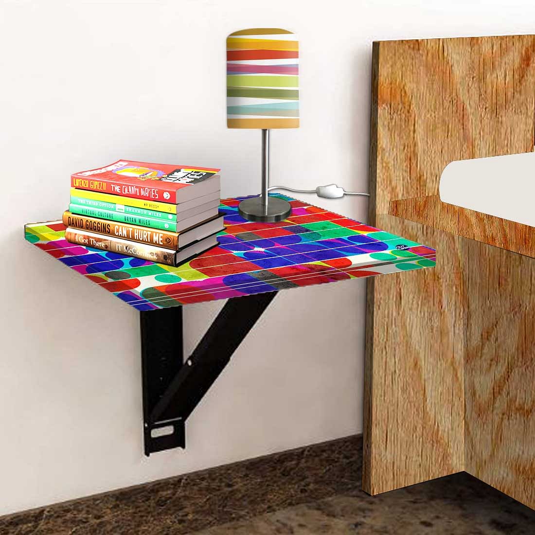 Folding Wall Mount Bedside Table - Beautiful Pattern - Image 4