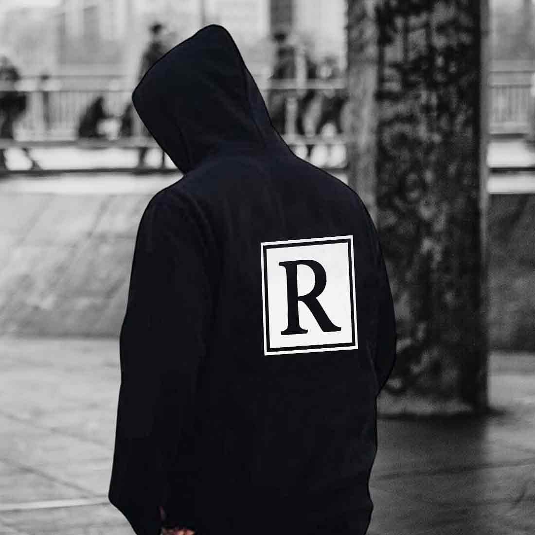 Nutcase Personalised Hoodies for Men Black Sweatshirt-Box Initial - Image 3