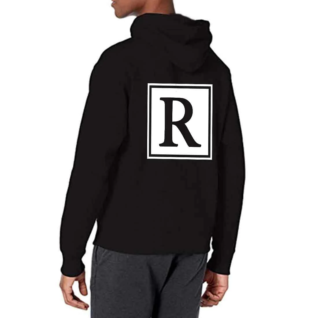 Nutcase Personalised Hoodies for Men Black Sweatshirt-Box Initial - Image 4
