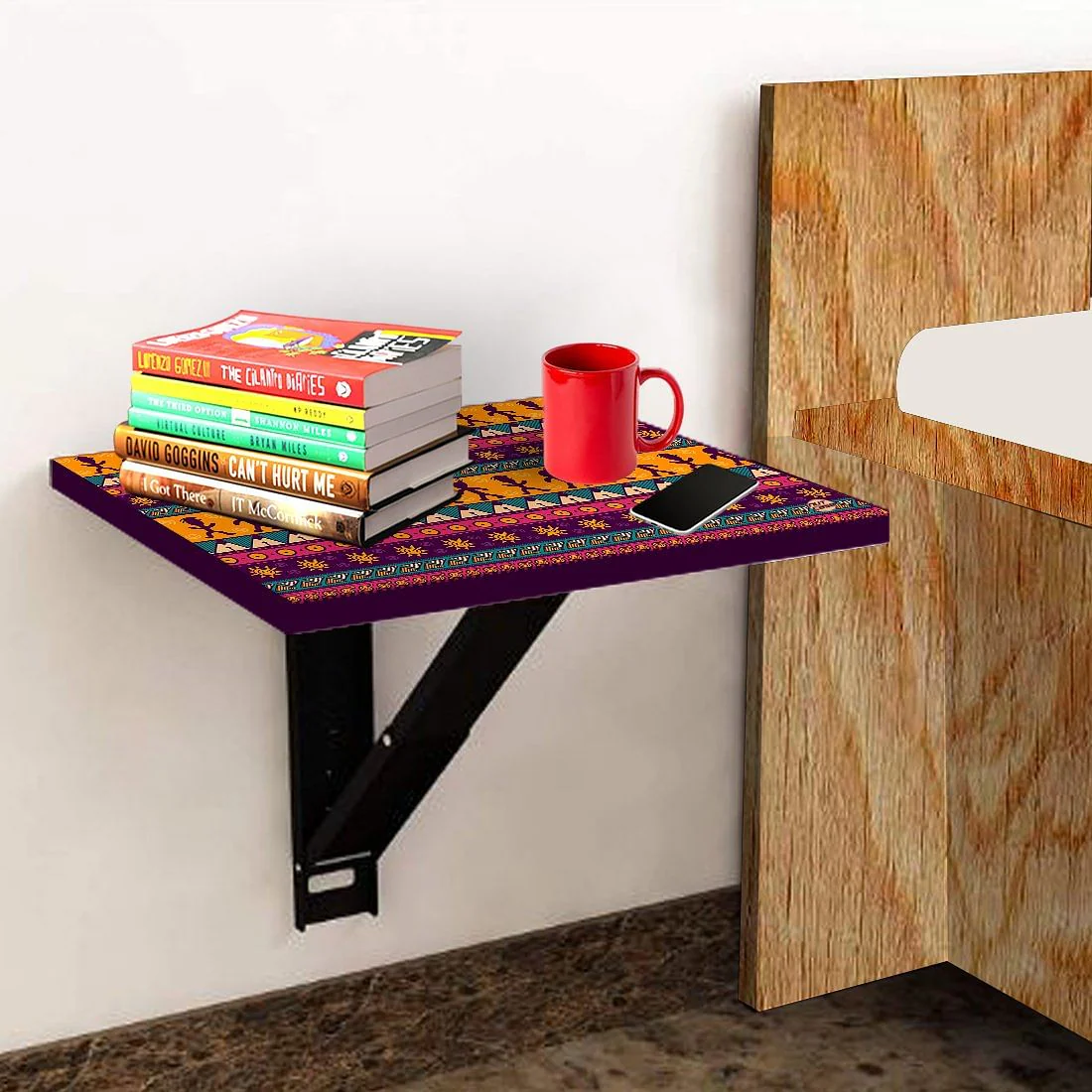 Bedside Table for Bedroom Small - Aztec Orange Brown Pattern - Image 3