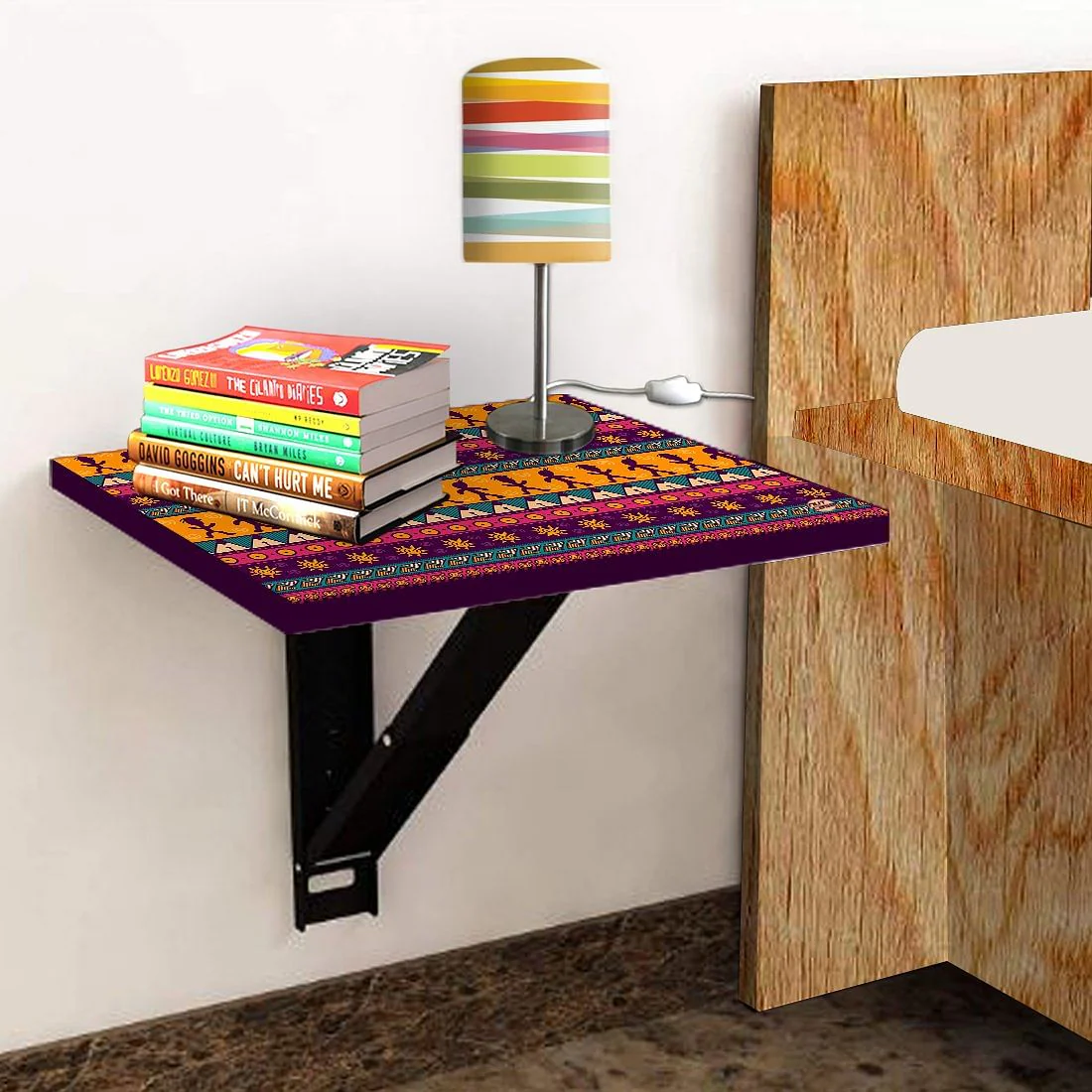 Bedside Table for Bedroom Small - Aztec Orange Brown Pattern - Image 4