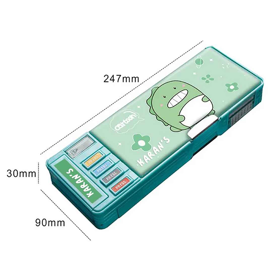 Nutcase Pencil Box with Name Switch Operated Multi-functional Compass Box for Kids with Press buttons - Image 15