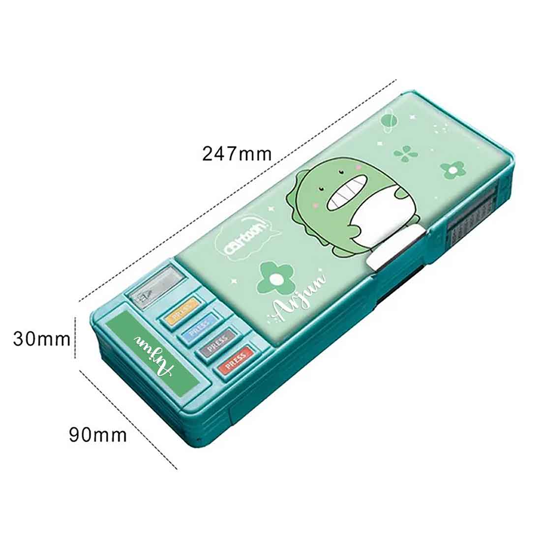 Nutcase Pencil Box with Name Switch Operated Multi-functional Compass Box for Kids with Press buttons - Image 4