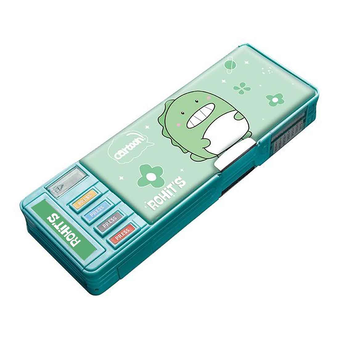 Nutcase Pencil Box with Name Switch Operated Multi-functional Compass Box for Kids with Press buttons - Image 7