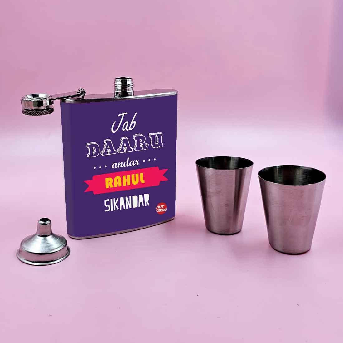 Nutcase Personalized Liquor Flask with Shot Glasses - Premium Whiskey Flask Gifts Set - Image 2