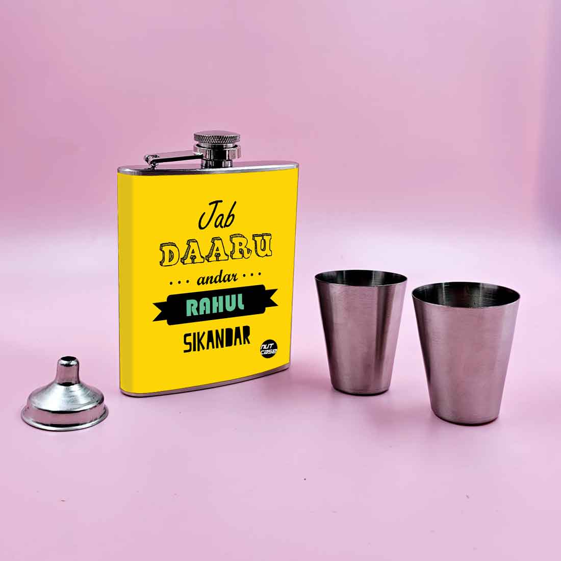 Nutcase Personalized Liquor Flask with Shot Glasses - Premium Whiskey Flask Gifts Set - Image 3