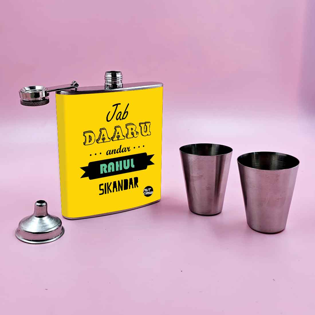 Nutcase Personalized Liquor Flask with Shot Glasses - Premium Whiskey Flask Gifts Set - Image 6