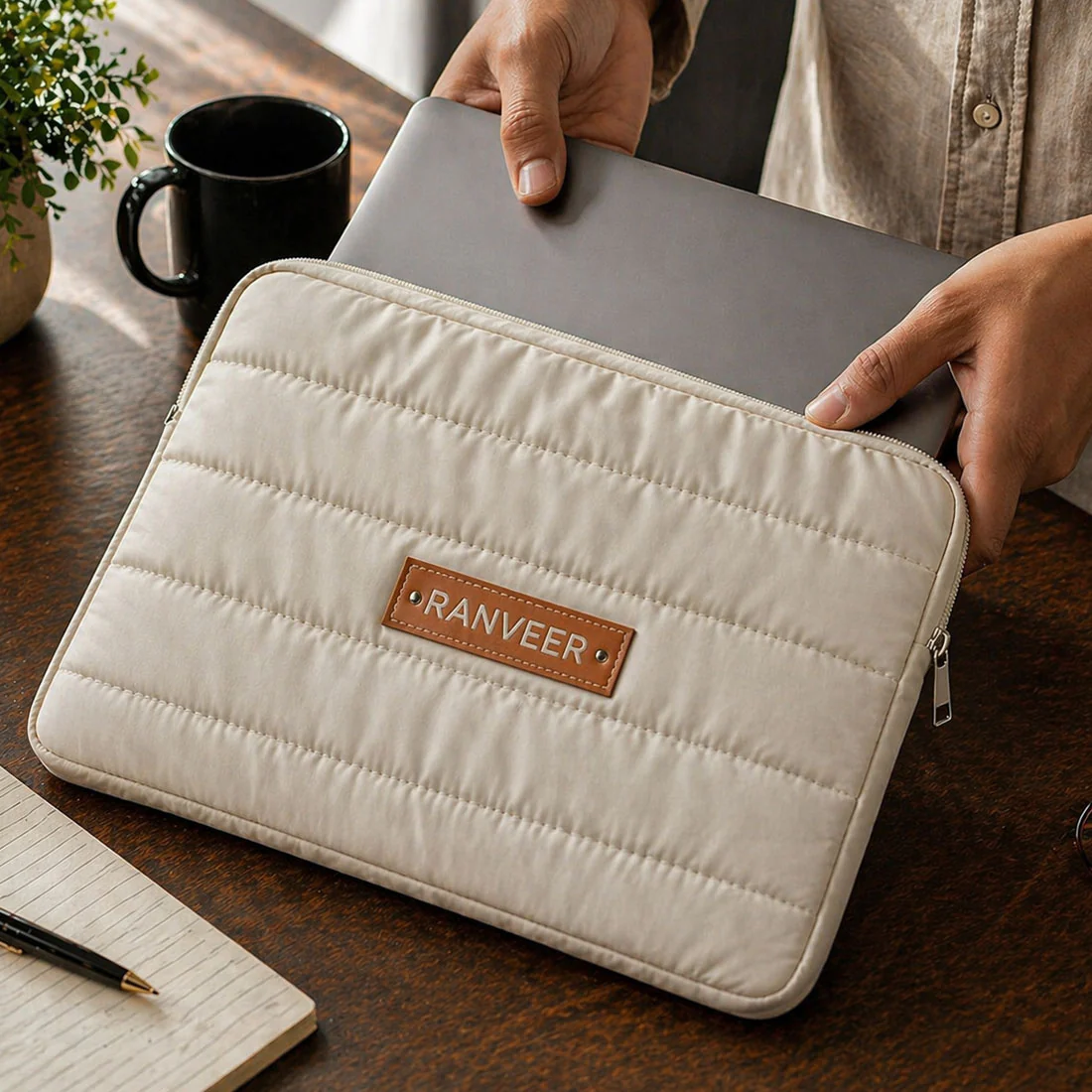 Nutcase Personalized Puffy Laptop Sleeve 14 inch - Custom Quilted Macbook Bag - Image 3