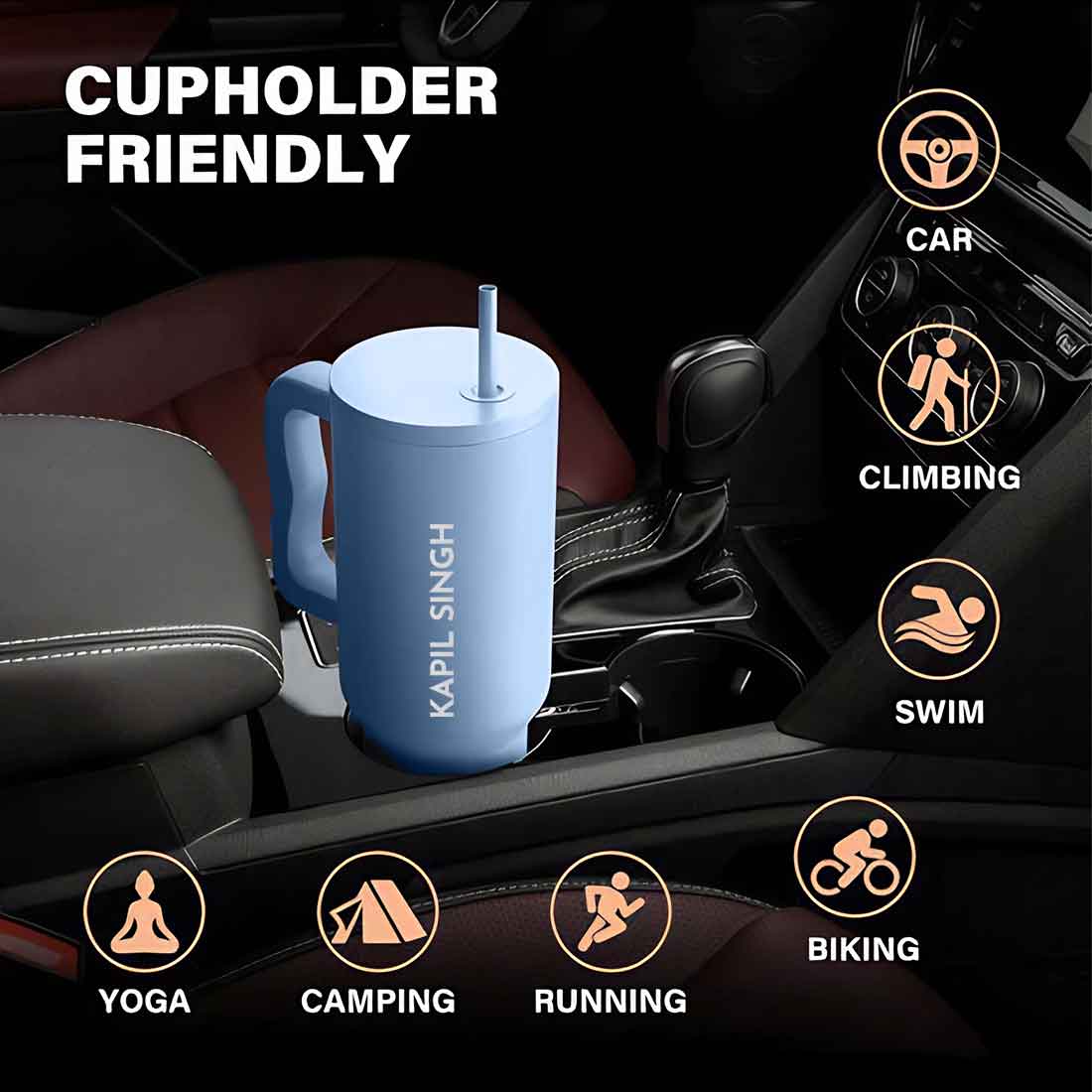 Nutcase Personalized Tumbler Lid with Straw for Water, Drinks Large Travel Cups 1200ml - Image 13