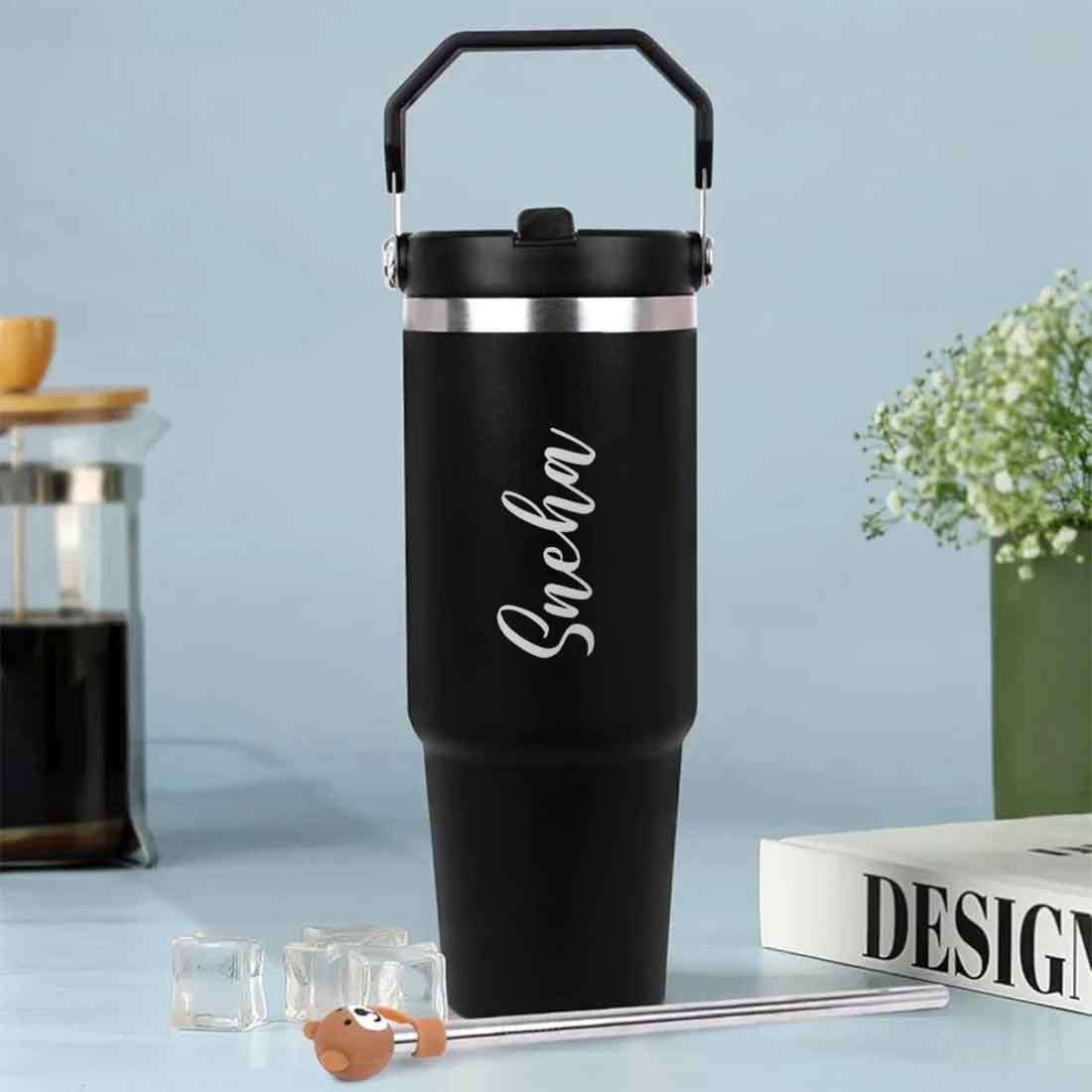 Nutcase Personalized Tumbler with Handle Double Wall Vacuum Sipper Bottle - 900ml - Image 6