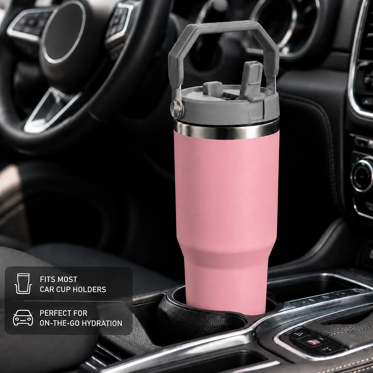 Nutcase Personalized Tumbler with Straw and Handle 900ml - Double Wall Vacuum Sipper Bottle - Image 4