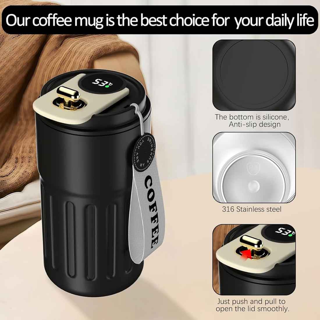 Nutcase Customized Insulated Coffee Mug - 500ml with Temperature Display | Made from 304 Stainless Steel - Image 17