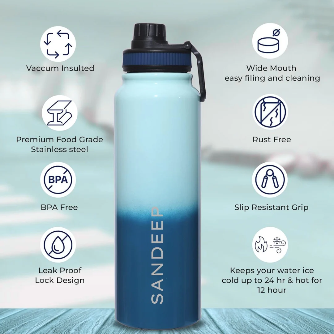 Nutcase Personalized Water Bottles 800ml Double Insulated Bottles with Name - Keeps Water Hot/Cold for Hours - Image 22