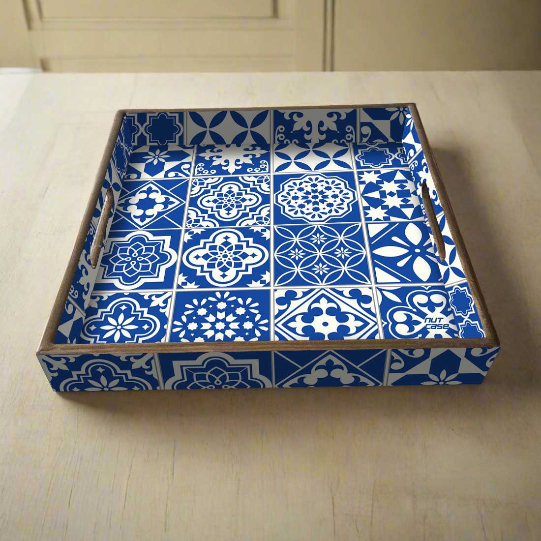 Nutcase Square Tray Serving Platter | Serving Platters for Snacks | Mango Wood Platter Tray - Spanish Design - Image 3