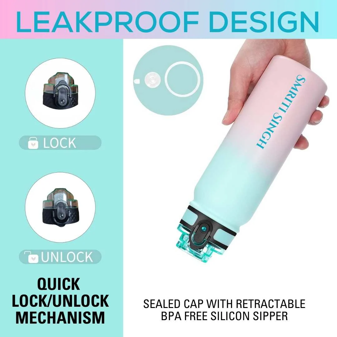 Nutcase Stainless Steel Drink Bottle Personalised with Name - 600ml Premium 304 Sipper Bottle - Image 2