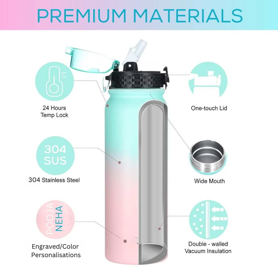Nutcase Stainless Steel Drink Bottle Personalised with Name - 600ml Premium 304 Sipper Bottle - Image 8