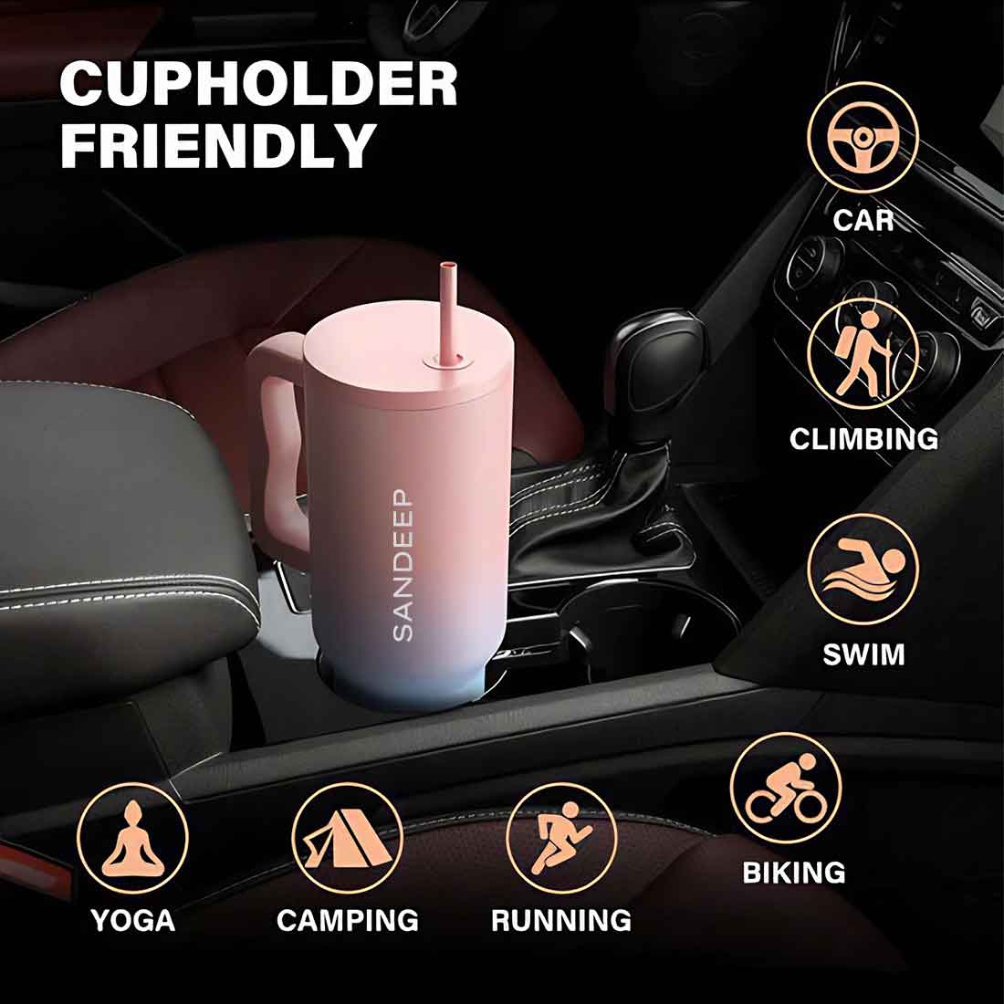 Nutcase Stainless Steel Mug with Straw and Lid - Large Travel Cups 1200ml - Image 12