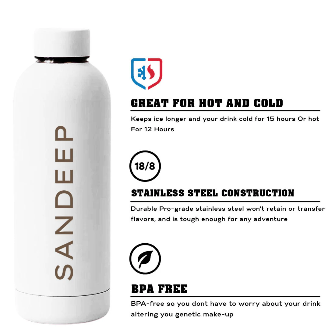 Nutcase Stainless Steel Water Bottle Double Insulated 500ml Bottles for Office Home Travel- BPA Free, Leakproof - SET OF 2 - Image 13