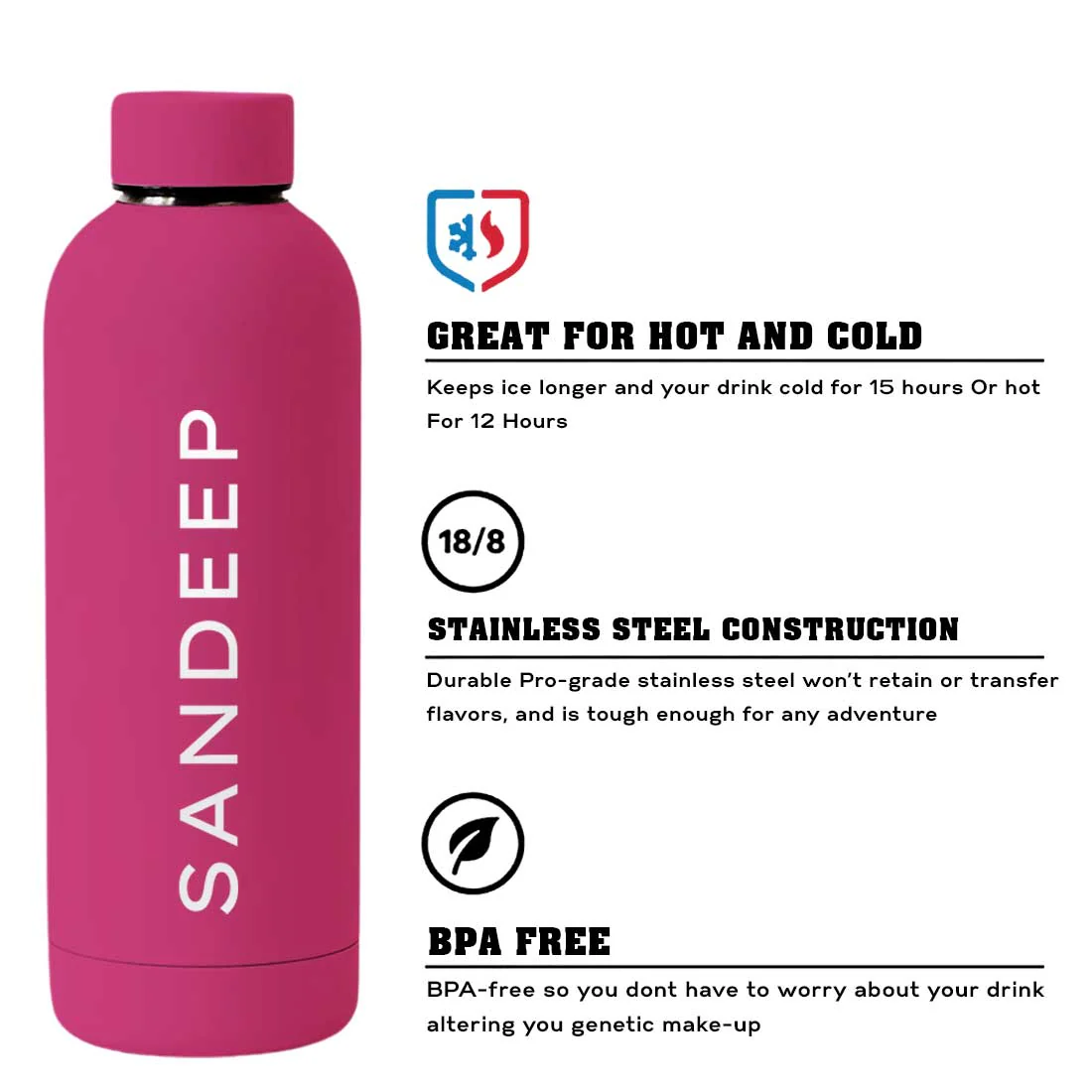 Nutcase Stainless Steel Water Bottle Double Insulated 500ml Bottles for Office Home Travel- BPA Free, Leakproof - SET OF 2 - Image 17